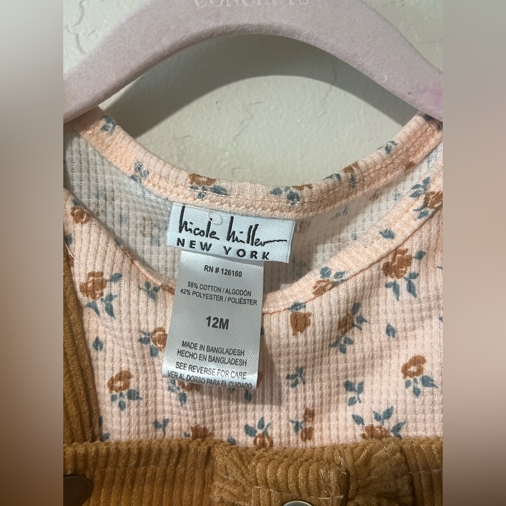 Nicole Miller 2 piece set long sleeve pink floral shirt corduroy dress 
Size 12m - Picture 3 of 10